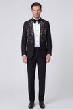 Blazer preto de lapela com bico e ponta