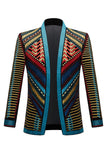 Blazer masculino verde aberto com bordado geométrico