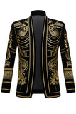 Blazer masculino verde aberto com bordado geométrico