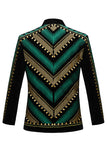 Blazer masculino verde aberto com bordado geométrico
