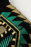Blazer masculino verde aberto com bordado geométrico