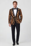 Blazer masculino com lapela dourada, lapela de um botão e lantejoulas