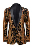 Blazer masculino com lapela dourada, lapela de um botão e lantejoulas