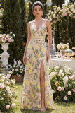 Vestido Longo Floral Bordado em Tule Sereia com Champanhe para Convidada de Casamento