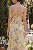 Vestido Longo Floral Bordado em Tule Sereia com Champanhe para Convidada de Casamento