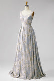 Vestido Jacquard Longo, Jacquard, Plissado em V, Linha em A