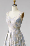 Vestido Jacquard Longo, Jacquard, Plissado em V, Linha em A