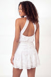 Vestido de Graduação Branco Mini Floral A-Line com decote halter