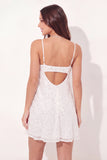Vestido de Graduação Mini Vestido de Graduação Mini Vestido de Graduação Branco Linha A A-Line Brilhante