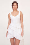 Vestido Mini de Graduação Branco A-Line com Folhos e Folhos