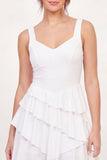 Vestido Mini de Graduação Branco A-Line com Folhos e Folhos