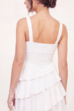 Vestido Mini de Graduação Branco A-Line com Folhos e Folhos