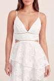 Vestido de Graduação Mini Floral Branco com Corte em Linha A