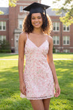 Vestido de Graduação Mini Vestido de Finalistas Cor-de-Rosa Linha A