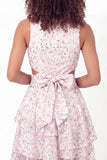 Vestido de Graduação Mini Formado com Laço de Flor Branca e Cor-de-rosa A com Decote em V