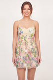 Vestido de Graduação Mini Amarelo Bordado Floral em Tule