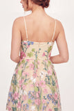 Vestido de Graduação Mini Amarelo Bordado Floral em Tule