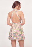 Vestido de Finalistas Amarelo Mini Vestido de Finalistas Amarelo Floral A-Line Bordado em A-Line em Tule