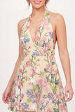 Vestido de Finalistas Amarelo Mini Vestido de Finalistas Amarelo Floral A-Line Bordado em A-Line em Tule