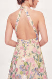 Vestido de Finalistas Amarelo Mini Vestido de Finalistas Amarelo Floral A-Line Bordado em A-Line em Tule