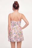 Vestido Mini de Regresso a Casa Cor-de-Rosa Bordado em Tule Floral A-Line