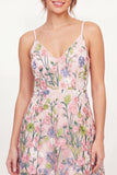 Vestido Mini de Regresso a Casa Cor-de-Rosa Bordado em Tule Floral A-Line