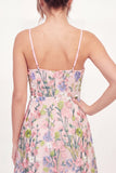 Vestido Mini de Regresso a Casa Cor-de-Rosa Bordado em Tule Floral A-Line