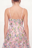 Vestido Mini de Regresso a Casa Rosa Bordado em Tule Floral Linha A
