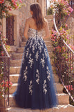Vestido de Baile Longo de Finalistas A-Line A-Line Floral Tulle