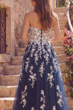 Vestido de Baile Longo de Finalistas A-Line A-Line Floral Tulle