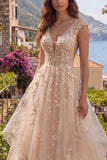 Vestido de baile longo de finalista Champanhe A-Line Sem Folhos Sem Folhos