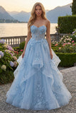 Vestido de Baile Longo Espartilho A-Line Aplicado com bordas