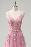 Vestido de Baile Longo em Linha A com Apliques de Taro e Flores 3D