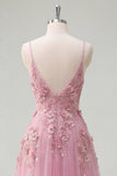 Vestido de Baile Longo em Linha A com Apliques de Taro e Flores 3D