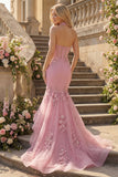 Vestido de Baile Longo Estilo Sereia com Decote Halter Espartilho e Padrão Floral