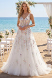 Vestido de Noiva Longo de Lantejoulas Branco com Flores 3D