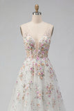 Vestido de Noiva Longo de Lantejoulas Branco com Flores 3D