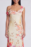 Vestido Maxi Floral Estampado Assimétrico em Tule Preto