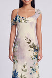 Vestido Maxi Floral Estampado Assimétrico em Tule Preto