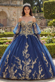 Vestido de Baile de Manga Longa de Manga Longa com Aplicação de Ombros Descobertos Vestido Quinceañera