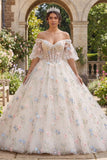 Vestido de baile floral de espartilho champanhe Quinceañera