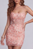 Espartilho bodycon melancia cintilante Vestido de cocktail curto floral