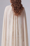 Vestido formal comprido estampado de champanhe sereia com capa