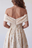 Vestido formal midi com estampado de champanhe em linha A