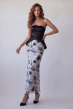 Vestido Formal Midi Floral Midi Preto Body-Clean Bodycon Bodycon Shorton