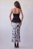 Vestido Formal Midi Floral Midi Preto Body-Clean Bodycon Bodycon Shorton