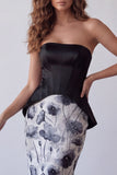 Vestido Formal Midi Floral Midi Preto Body-Clean Bodycon Bodycon Shorton