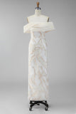 Vestido Maxi Formal Estampado Bodycon Champanhe