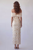 Vestido Maxi Formal Estampado Bodycon Champanhe