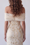 Vestido Maxi Formal Estampado Bodycon Champanhe